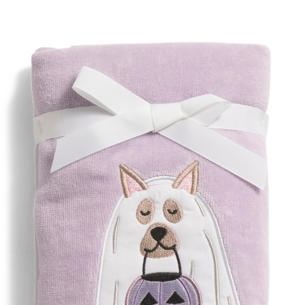 Kassatex Lavender Dog Embroidered Hand Towel